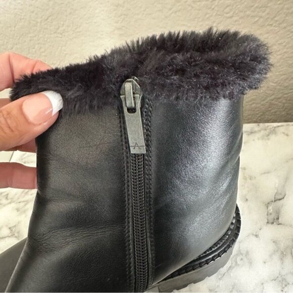Aquatalia Onita Calf Weatherproof Black Fur-Lined Ankle Boots Size 7.5 - Picture 4 of 13